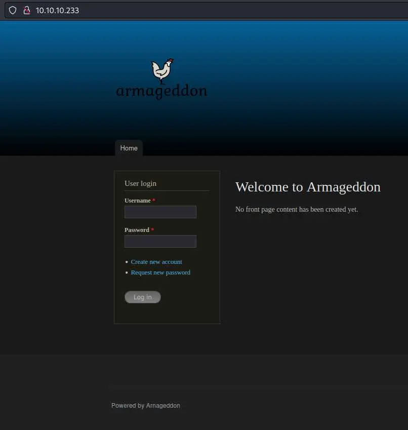 armageddon login page