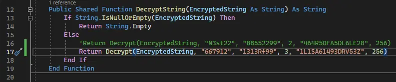 change decryptstring function