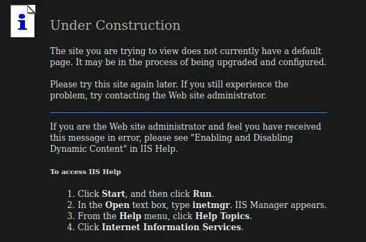 IIS under construction page