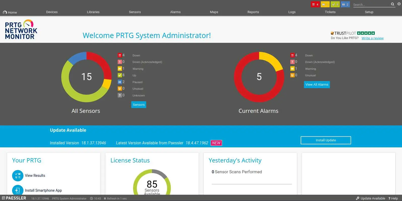 PRTG Network Monitor panel